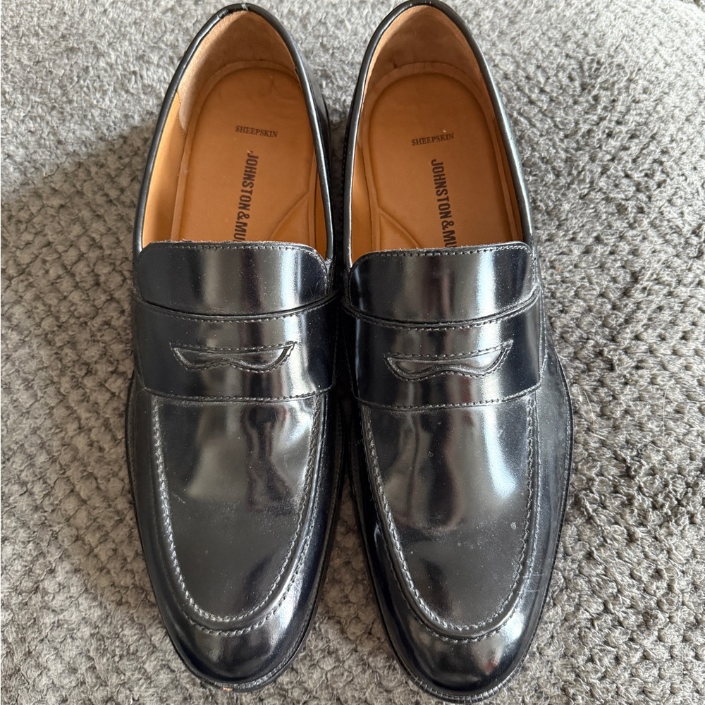 Johnston & Murphy Shiny Black Men's Slip-Ons